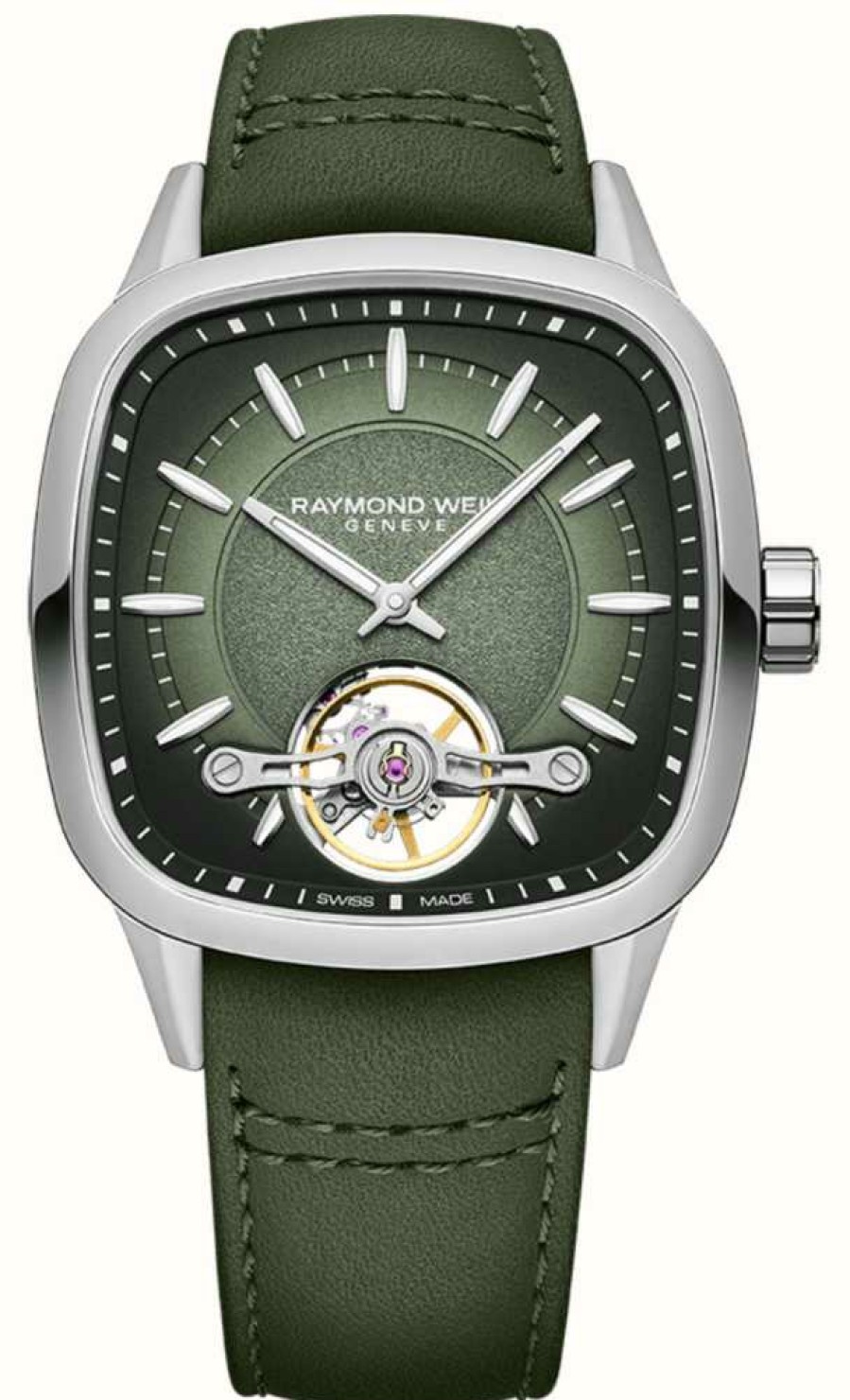 Men'S Raymond Weil | Raymond Weil Freelancer Calibre Rw1212 Automatic (40Mm) Green Dial / Green Leather