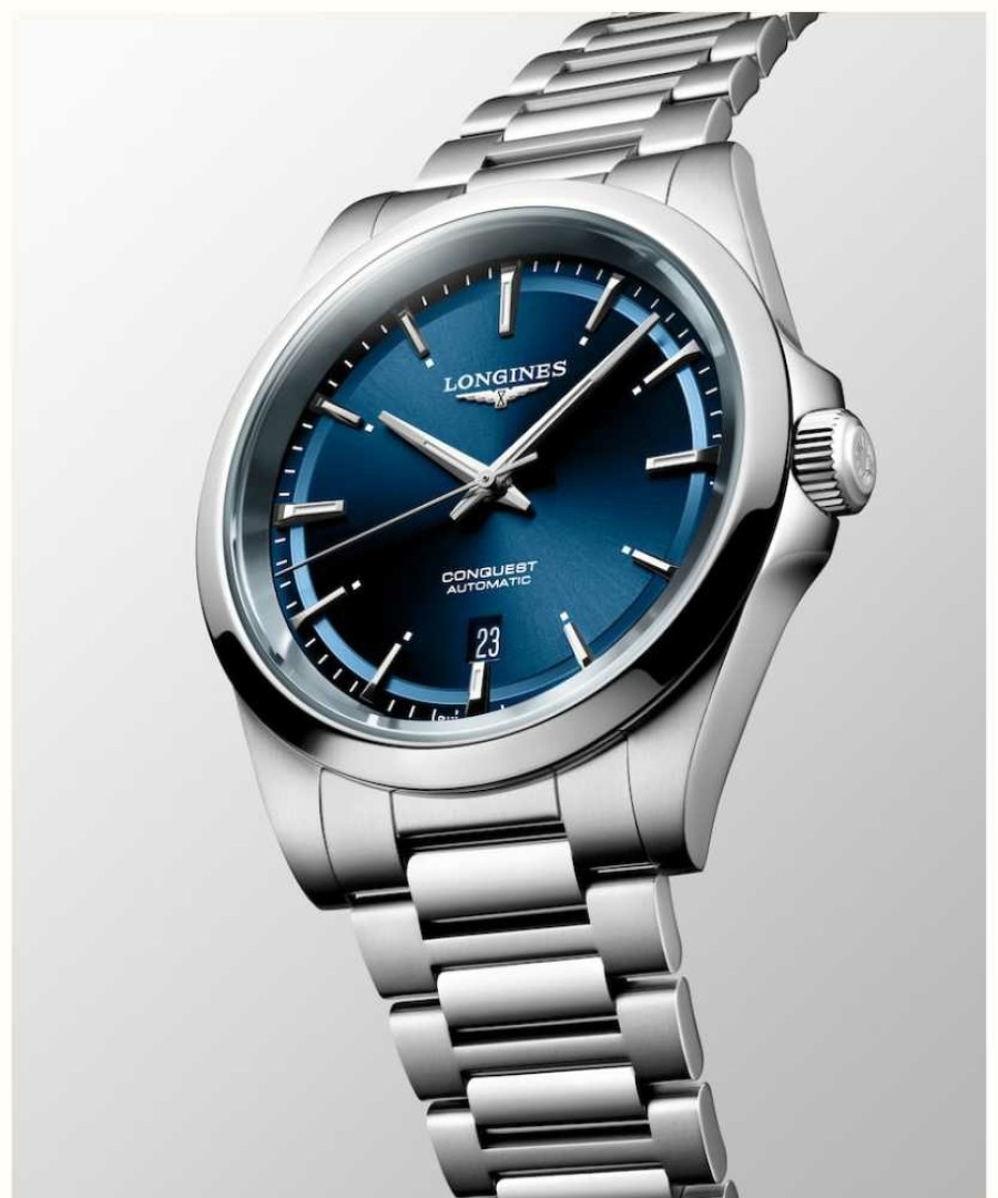 Men'S LONGINES | Longines Conquest Automatic (41Mm) Sunray Blue Dial / Stainless Steel Bracelet