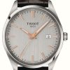 Men'S Tissot | Tissot Pr 100 (40Mm) Silver Dial / Brown Leather Strap