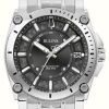 Men'S Bulova | Bulova Men'S Icon Precisionist (40Mm) Black Dial / Stainless Steel Bracelet