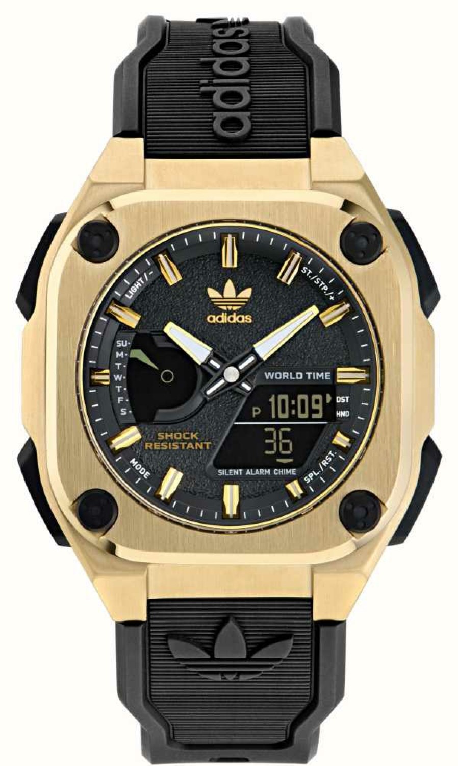 Men'S Adidas | Adidas City Tech One Gold (45Mm) Black Dial / Black Rubber