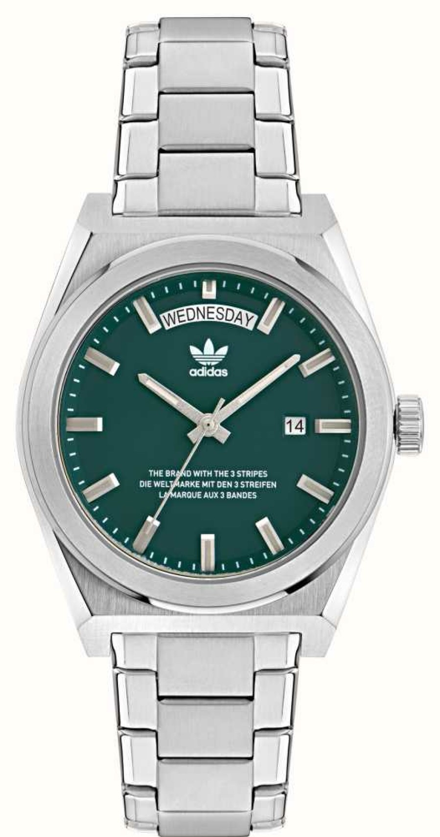 Jewelry Adidas | Adidas Code Five Day/Date (40Mm) Green Dial / Stainless Steel