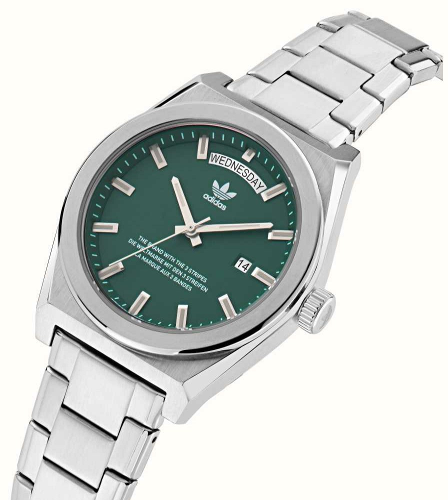 Jewelry Adidas | Adidas Code Five Day/Date (40Mm) Green Dial / Stainless Steel