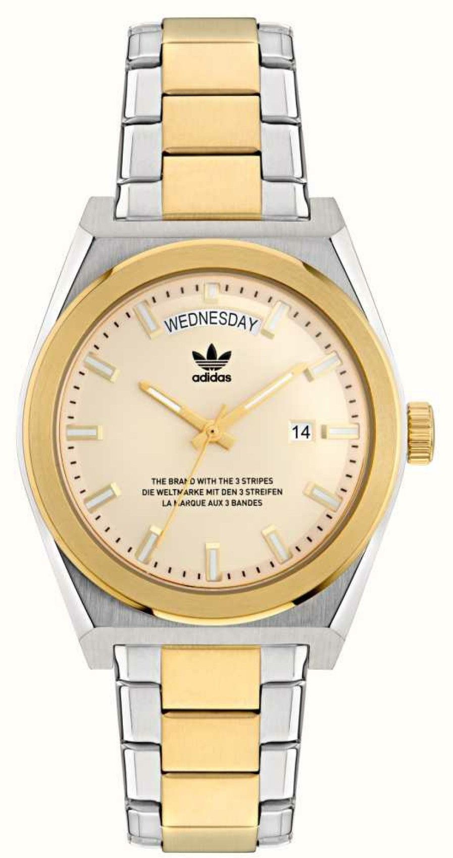 Men'S Adidas | Adidas Code Five Day/Date (40Mm) Gold Dial / Two-Tone Stainless Steel