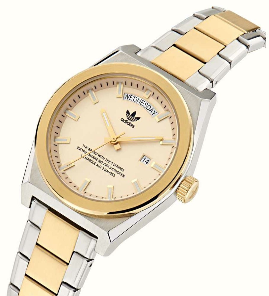 Men'S Adidas | Adidas Code Five Day/Date (40Mm) Gold Dial / Two-Tone Stainless Steel