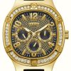 Men'S Guess | Guess Men'S Duke (46Mm) Black And Gold Dial / Black Silicone Strap