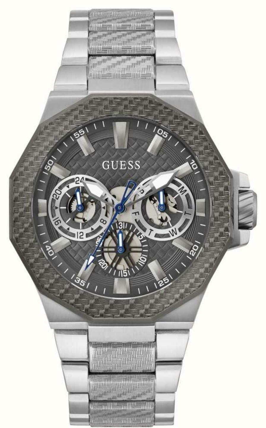 Men'S Guess | Guess Men'S Indy (45Mm) Grey Dial / Stainless Steel Bracelet