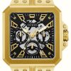 Men'S Guess | Guess Men'S Leo (42Mm) Black Dial / Black Silicone Strap