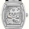 Jewelry Philipp Plein | Philipp Plein Men'S The Skeleton High-Conic (44Mm) Silver Skeleton Dial / Black Silicone Strap