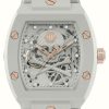 Men'S Philipp Plein | Philipp Plein The Skeleton Eco Ceramic High-Conic (44Mm) Skeleton Dial / White Silicone Strap