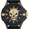 Jewelry Philipp Plein | Philipp Plein The $Kull Eco Ceramic High-Conic (44Mm) Black Dial / Black Silicone Strap