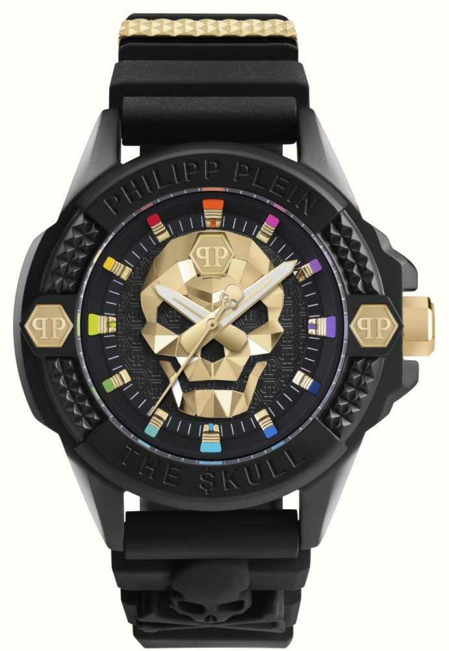 Jewelry Philipp Plein | Philipp Plein The $Kull Eco Ceramic High-Conic (44Mm) Black Dial / Black Silicone Strap