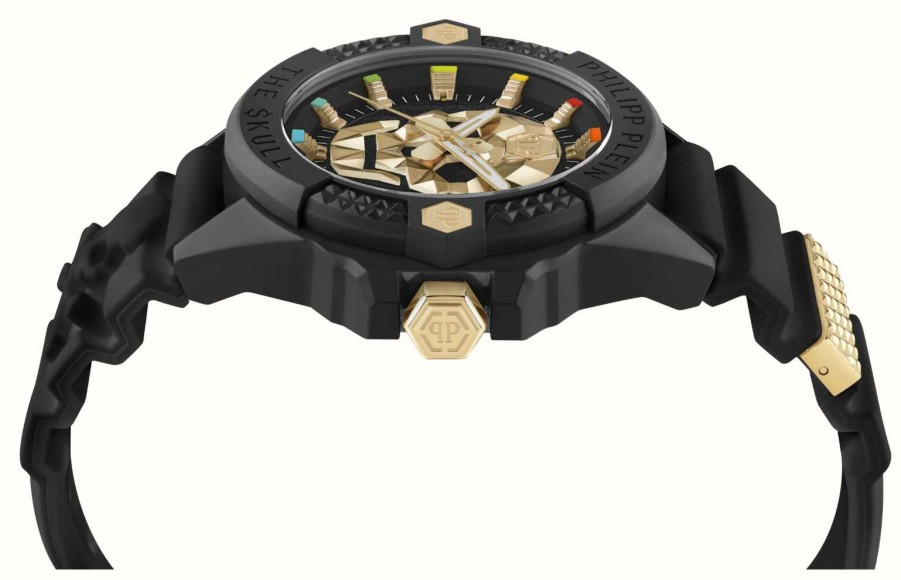 Jewelry Philipp Plein | Philipp Plein The $Kull Eco Ceramic High-Conic (44Mm) Black Dial / Black Silicone Strap