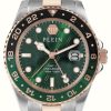 Jewelry Philipp Plein | Philipp Plein Hyper Sport Gmt-I Challenger (44Mm) Green Dial / Two-Tone Stainless Steel Bracelet