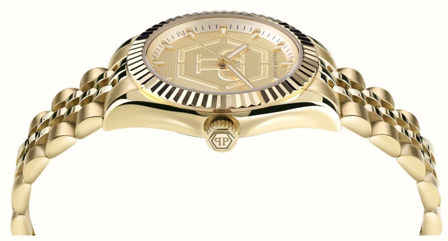 Women'S Philipp Plein | Philipp Plein Women'S Street Couture Date Superlative (38Mm) Gold Dial / Gold-Tone Stainless Steel Bracelet