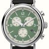 Men'S Timex | Timex Men'S Waterbury Chrono (41Mm) Green Dial / Brown Leather Strap