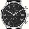 Men'S Timex | Timex Men'S Waterbury Classic (40Mm) Black Dial / Black Leather Strap