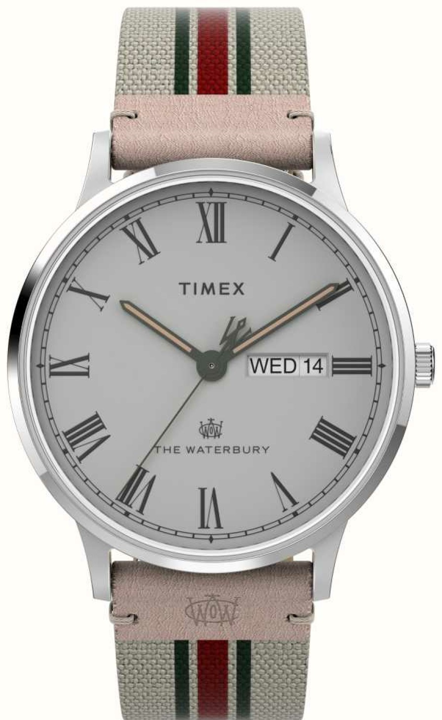 Men'S Timex | Timex Men'S Waterbury (40Mm) Grey Dial / White Fabric Strap