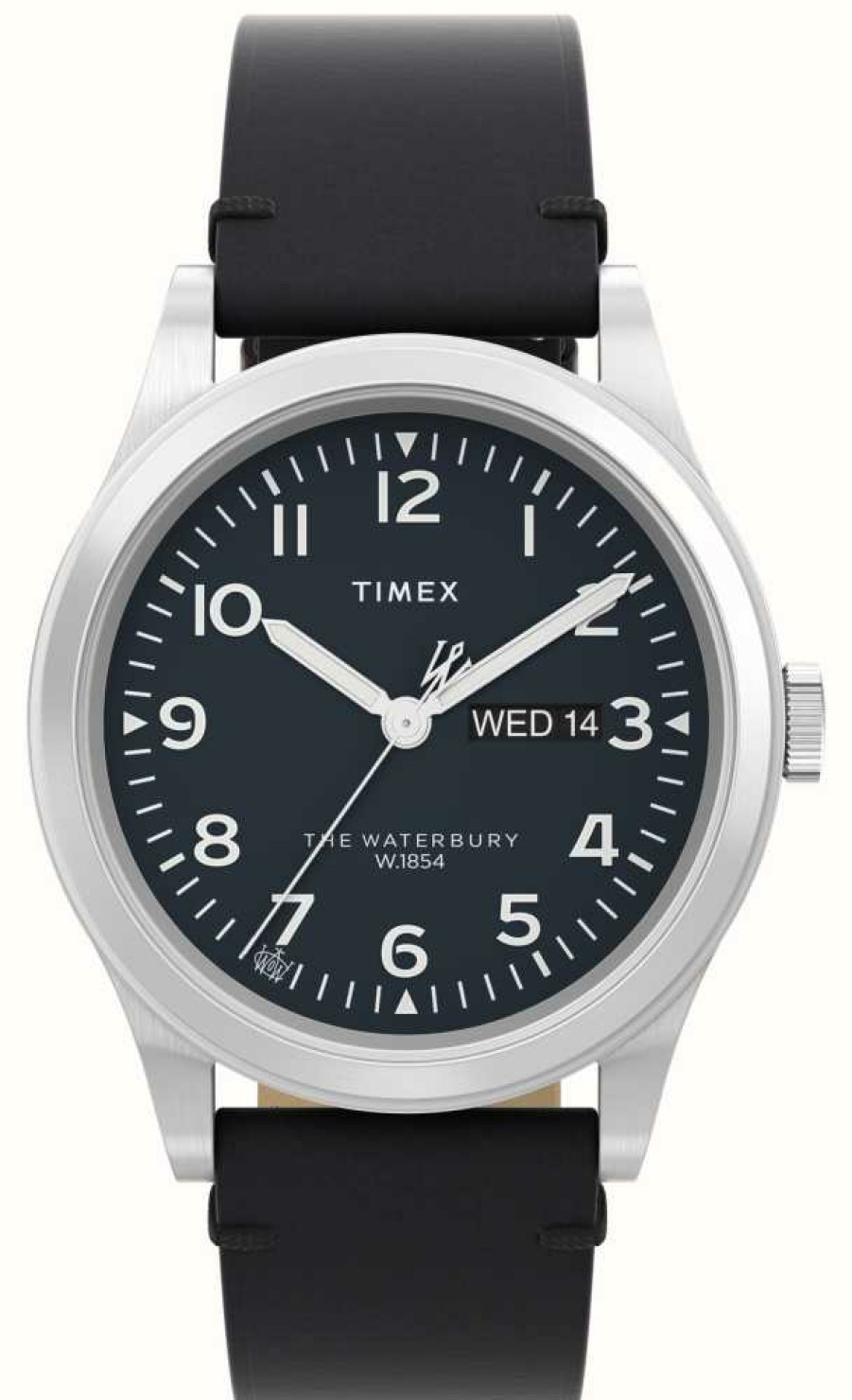 Men'S Timex | Timex Men'S Waterbury (39Mm) Black Dial / Black Leather Strap