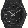 Men'S Timex | Timex Men'S Legacy Ocean (42Mm) Black Dial / #Tide Ocean Material Black Strap