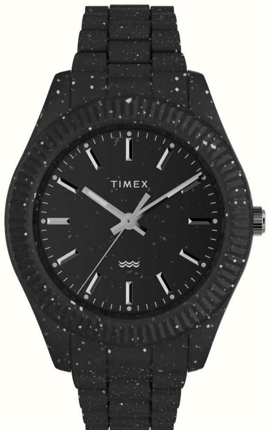 Men'S Timex | Timex Men'S Legacy Ocean (42Mm) Black Dial / #Tide Ocean Material Black Strap