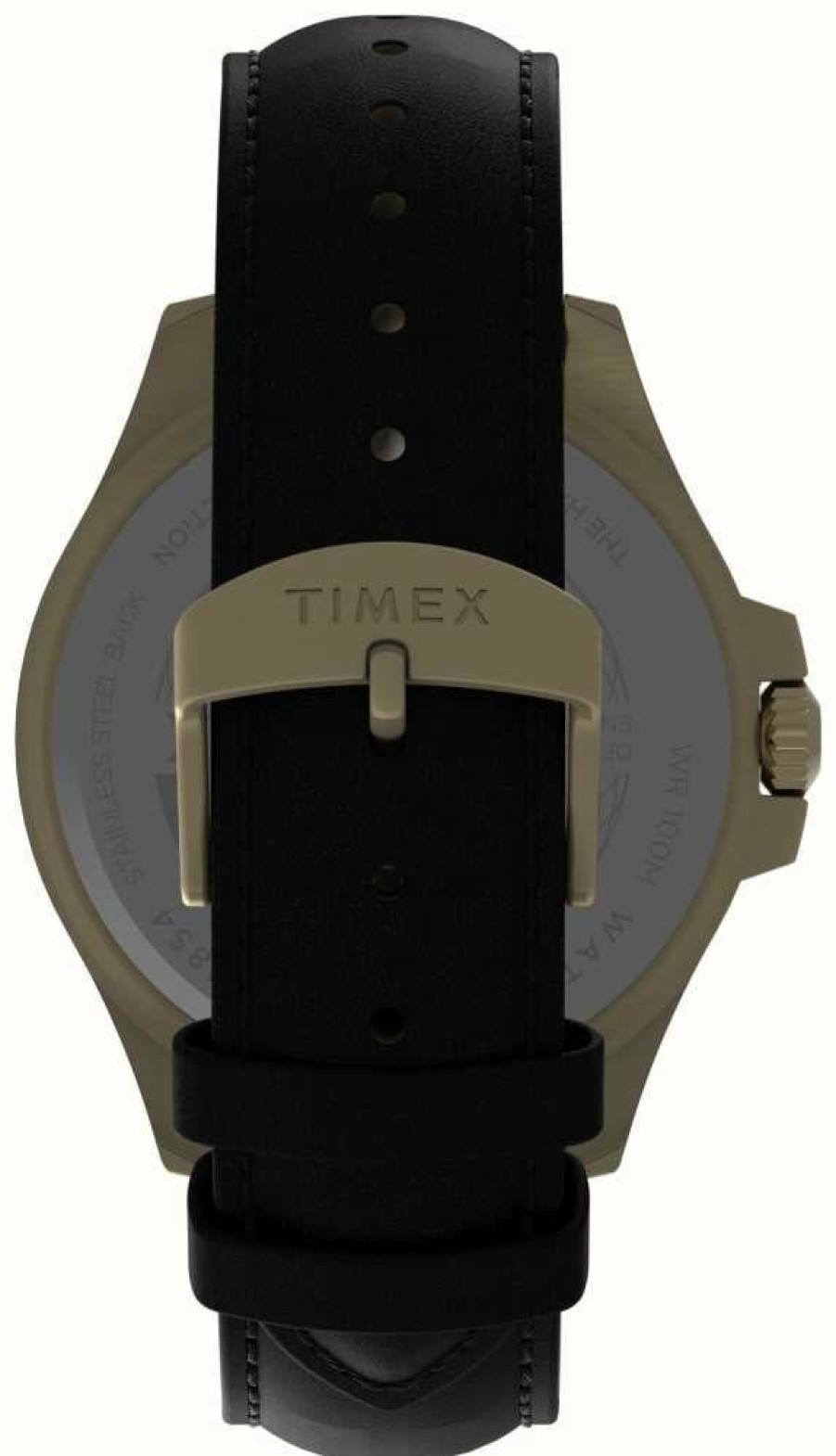 Men'S Timex | Timex Men'S Harborside Coast (43Mm) Black Dial / Black Leather Strap