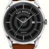 Men'S Ted Baker | Ted Baker Men'S Leytonn (40Mm) Black Dial / Brown Leather Strap