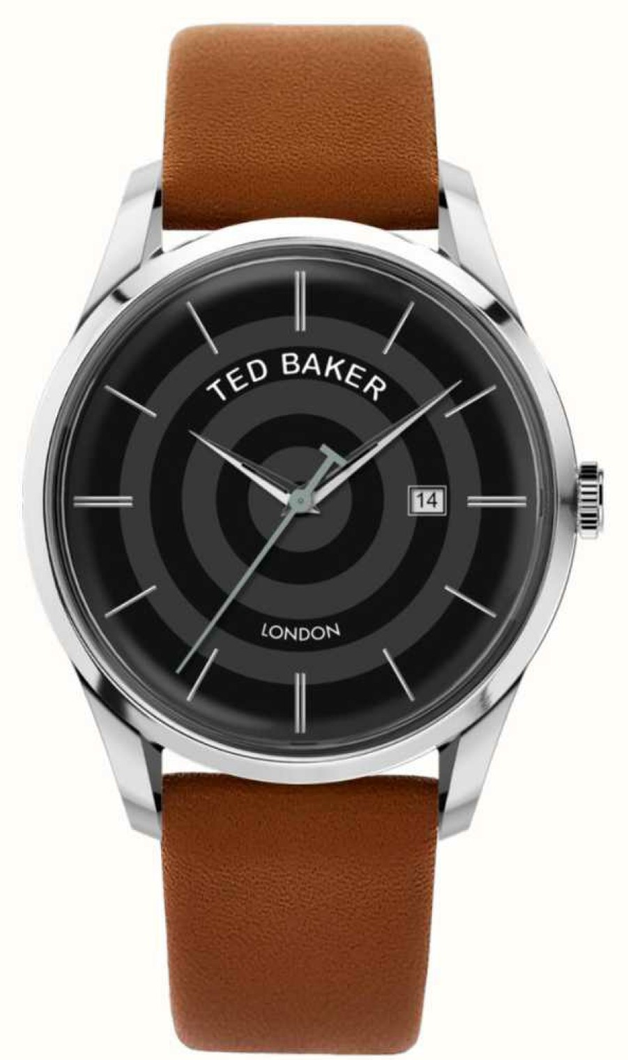 Men'S Ted Baker | Ted Baker Men'S Leytonn (40Mm) Black Dial / Brown Leather Strap