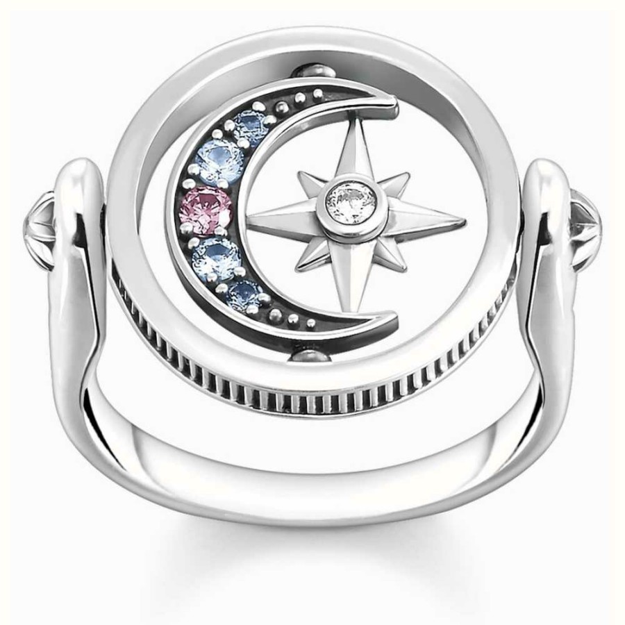 Jewelry Thomas Sabo Jewellery | Thomas Sabo Royalty Star And Moon Ring Sterling Silver Crystal Set Size 48/I