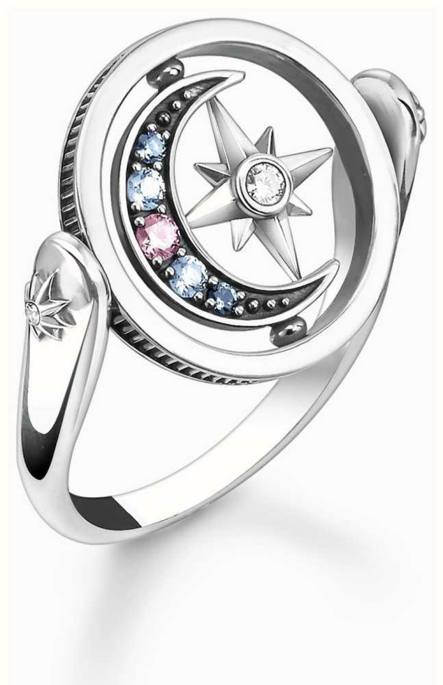 Jewelry Thomas Sabo Jewellery | Thomas Sabo Royalty Star And Moon Ring Sterling Silver Crystal Set Size 48/I