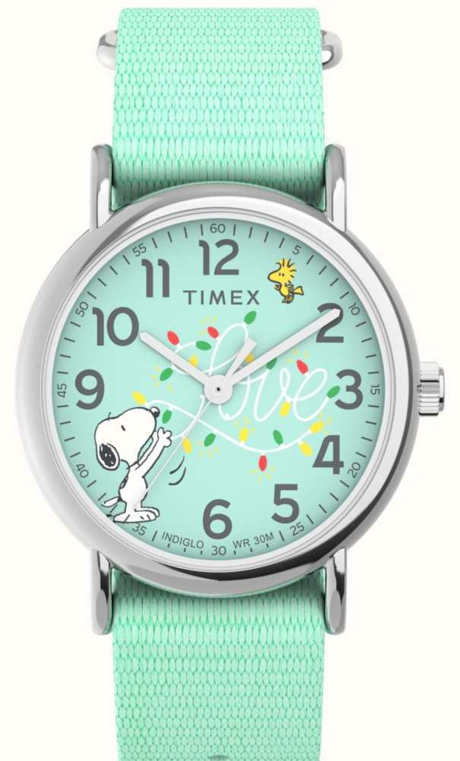 Women'S Timex | Timex Timex X Peanuts Holiday Weekender (38Mm) Blue Dial / Blue Fabric Strap