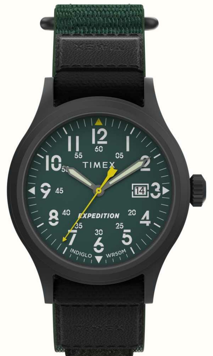 Men'S Timex | Timex Expedition Scout (40Mm) Green Dial / Green Fabric Fast Wrap Strap