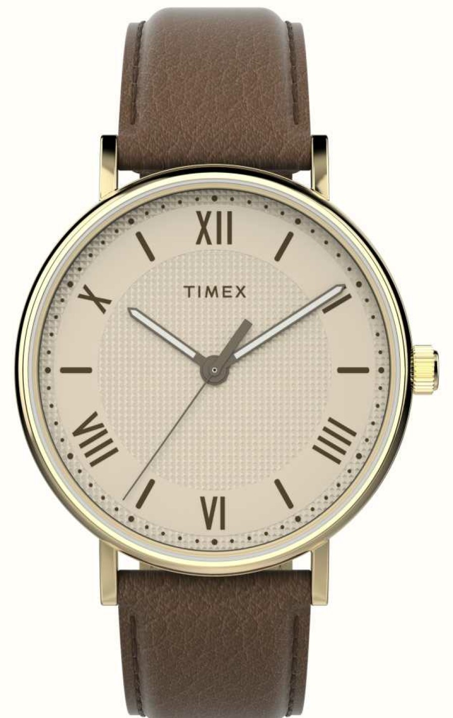 Men'S Timex | Timex Men'S Southview (41Mm) Cream Dial / Brown Leather Strap