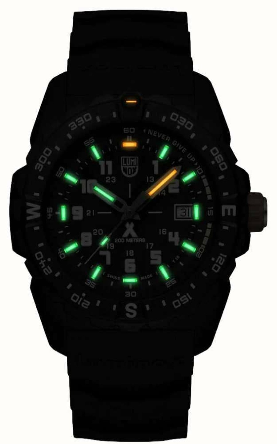 Men'S Luminox | Luminox Bear Grylls Mountain Carbonox (43Mm) Black + Dark Green Dial / Dark Green Rubber