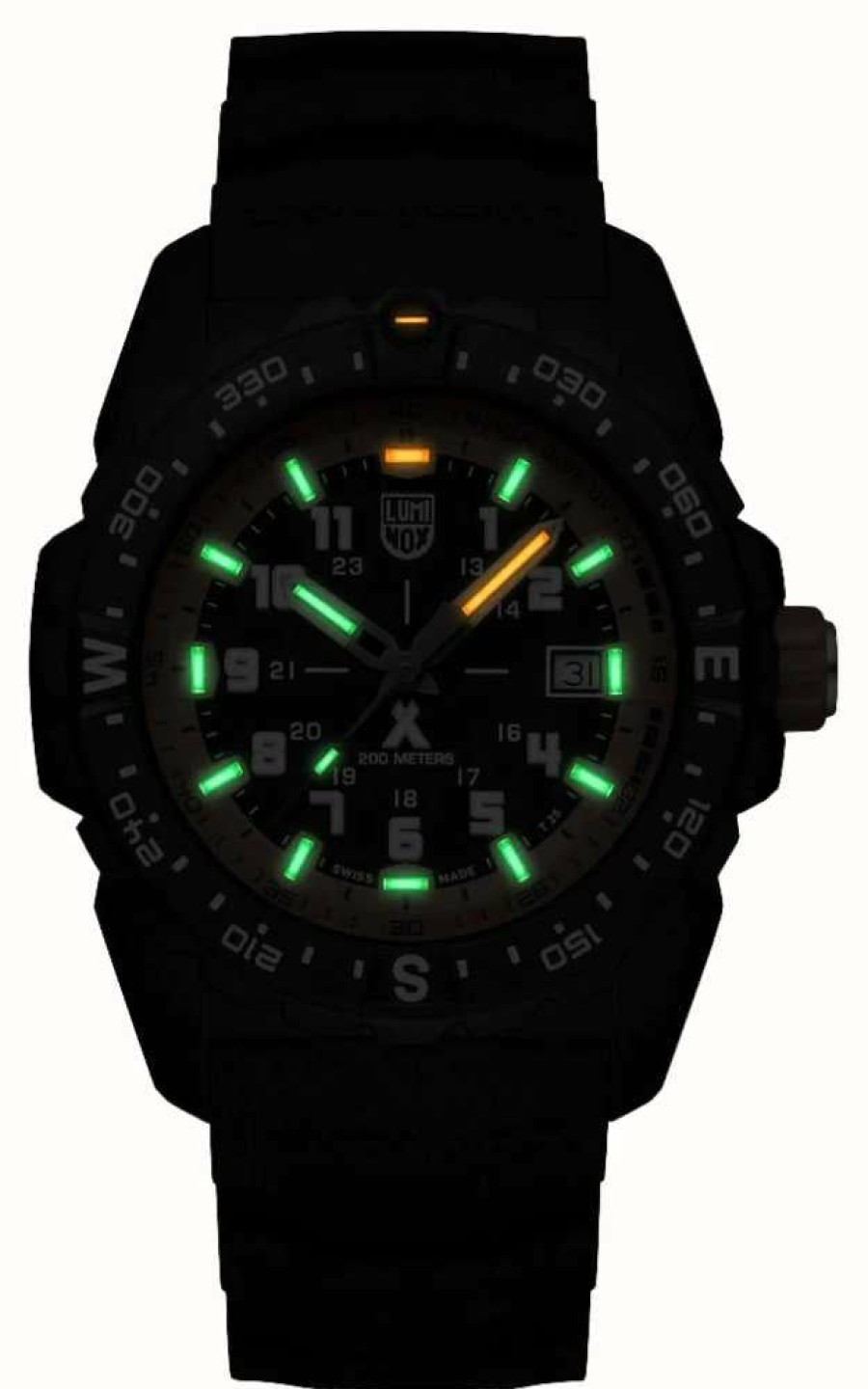 Men'S Luminox | Luminox Bear Grylls Mountain Carbonox (43Mm) Black + Orange Dial / Black Rubber