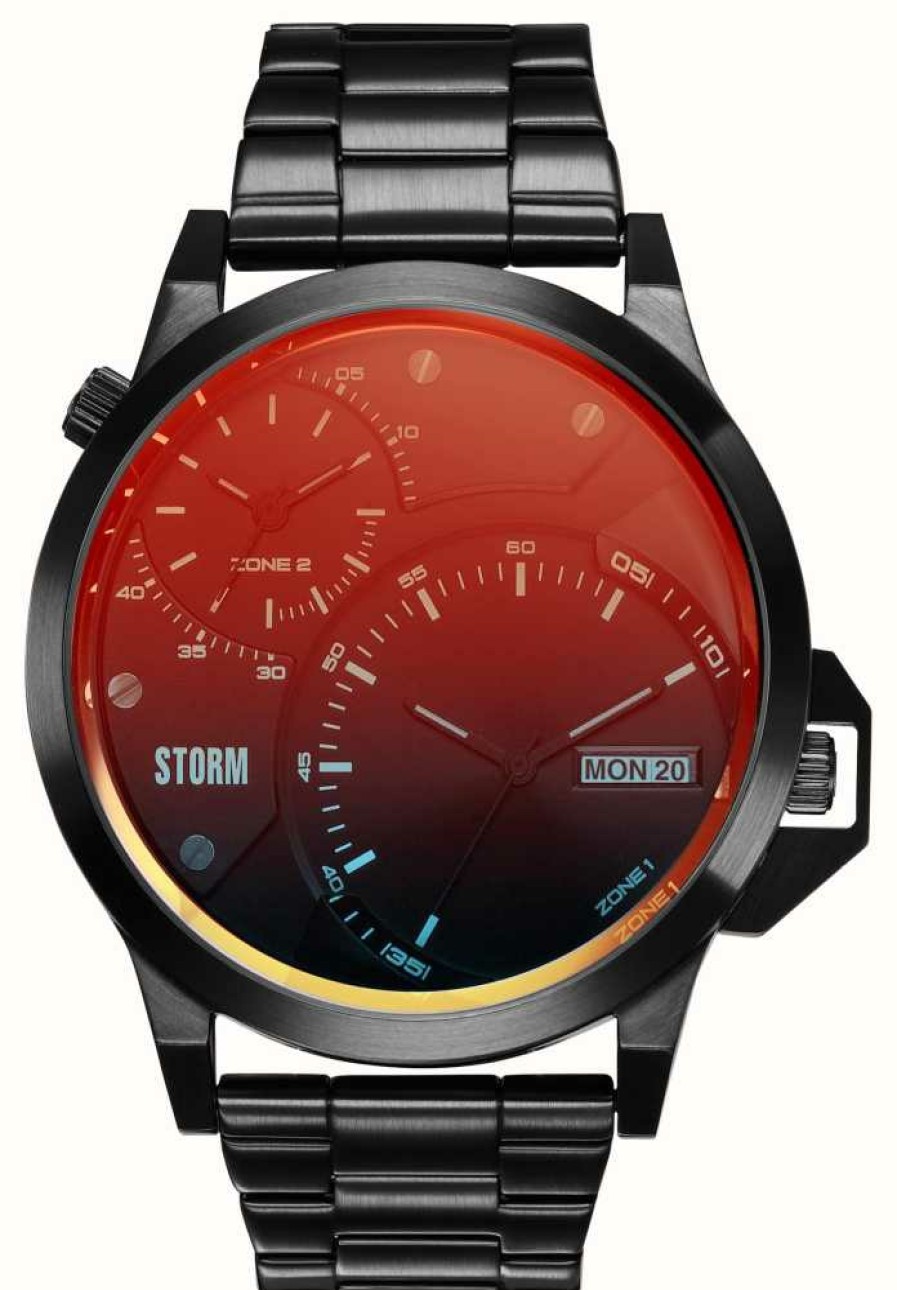 Men'S STORM | Storm Men'S Avalonic Slate Red (47Mm) Red Dial / Black Stainless Steel Bracelet