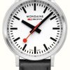 Men'S Mondaine | Mondaine Stop2Go (41Mm) Classic White Dial / Black Vegan Grape Leather