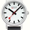 Men'S Mondaine | Mondaine Classic (36Mm) White Dial / Black Vegan Grape Leather Strap