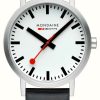 Men'S Mondaine | Mondaine Classic (40Mm) White Dial Black Vegan Grape Leather Strap