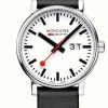 Men'S Mondaine | Mondaine Evo2 (40Mm) White Dial / Black Vegan Grape Leather Strap