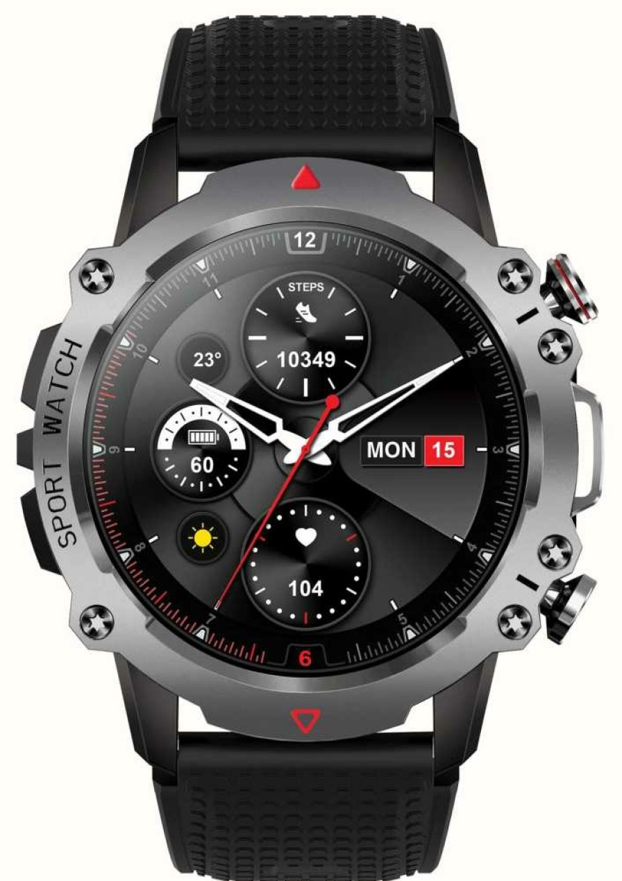 Men'S STORM | Storm S-Hero Titanium Smartwatch (47Mm) Digital Dial / Black Silicone Strap