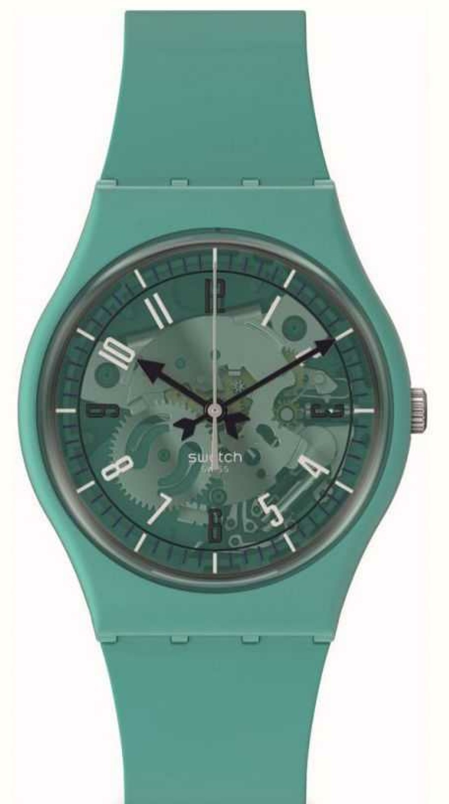 Men'S Swatch | Swatch Photonic Turquoise (39Mm) Turquoise Dial / Turquoise Silicone Strap