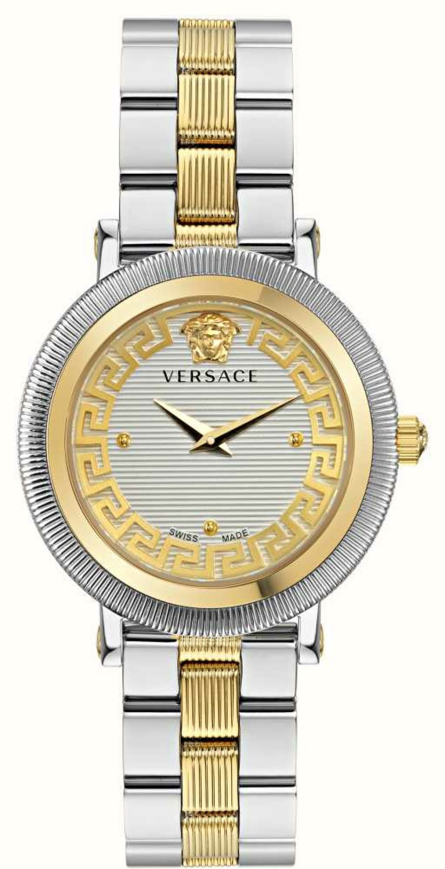 Women'S Versace | Versace Greca Flourish (35Mm) Silver Dial / Two-Tone Stainless Steel