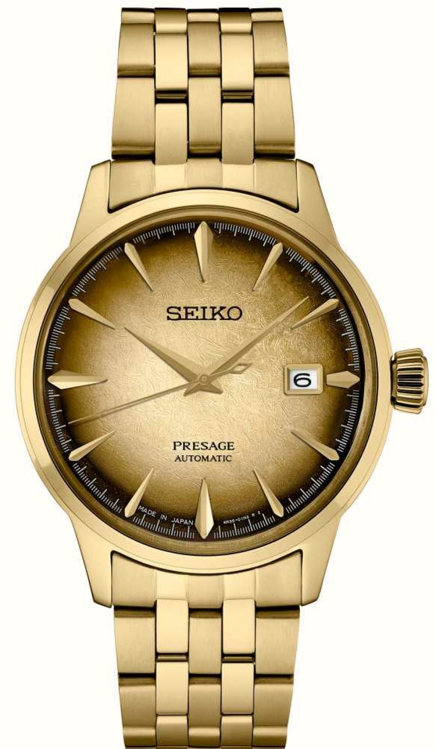 Men'S Seiko | Seiko Presage 'Half And Half' Cocktail Time (40.5Mm) Gold Dial / Gold-Tone Stainless Steel Bracelet