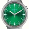 Men'S Swatch | Swatch Big Bold Irony Forest Face (47Mm) Dark Green Dial / Stainless Steel