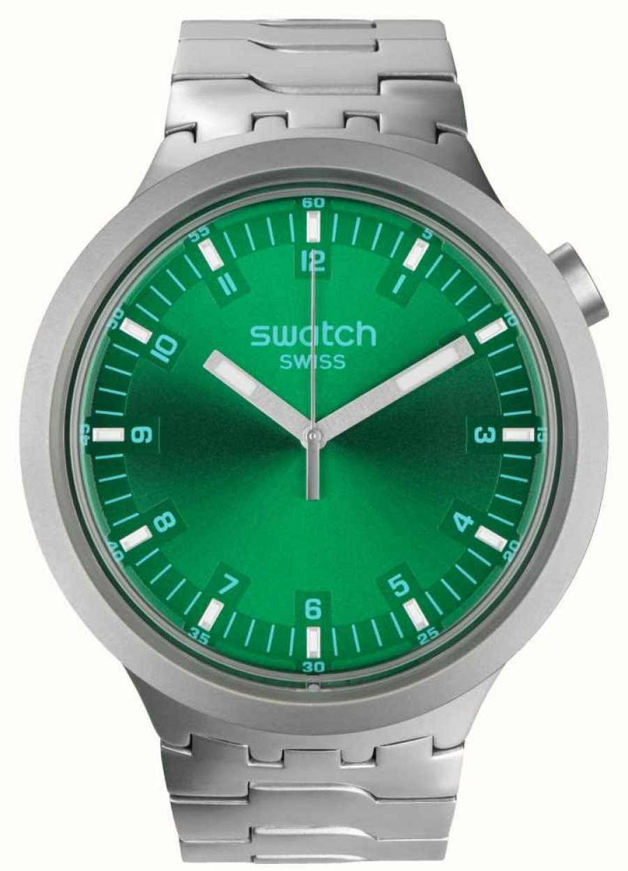 Men'S Swatch | Swatch Big Bold Irony Forest Face (47Mm) Dark Green Dial / Stainless Steel