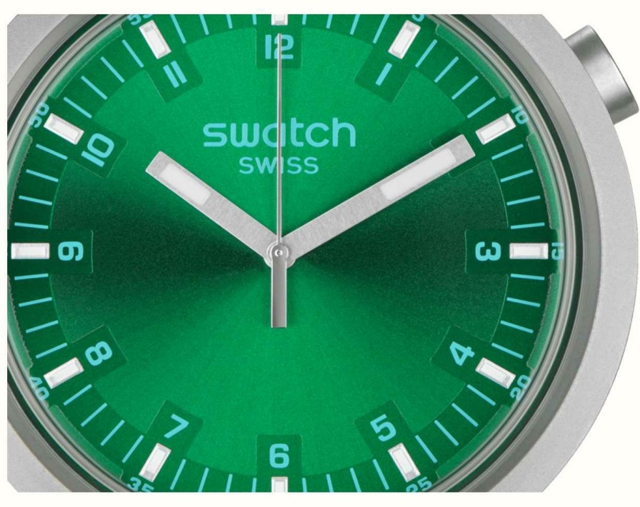 Men'S Swatch | Swatch Big Bold Irony Forest Face (47Mm) Dark Green Dial / Stainless Steel