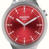 Men'S Swatch | Swatch Big Bold Irony Scarlet Shimmer (47Mm) Burgundy Dial / Stainless Steel