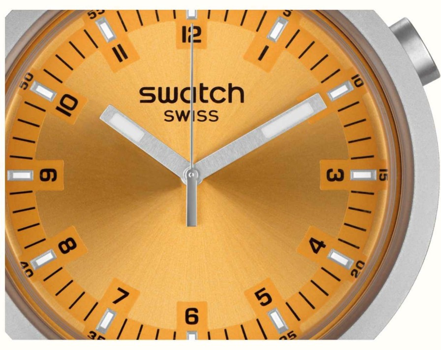 Men'S Swatch | Swatch Big Bold Irony Amber Sheen (47Mm) Amber Dial / Stainless Steel