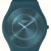 Men'S Swatch | Swatch Auric Whisper (34Mm) Green Dial / Green Silicone Strap